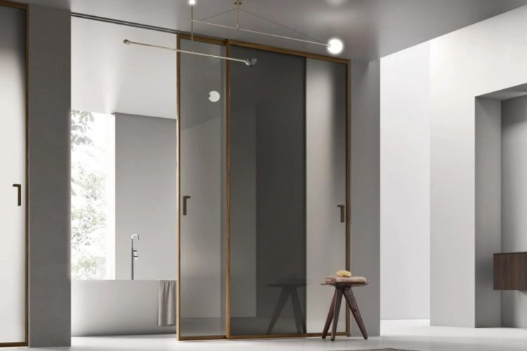 Porta scorrevole Quadro-Move Sky doppia a soffitto. Bluinterni by FIAM S.r.l.