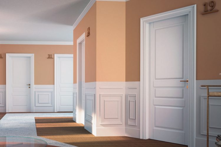 Modello T31F laccato bianco ral 9016, telaio lineo, cornice barocca.  Flessya S.r.l.
