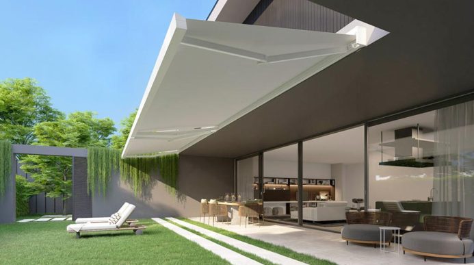 Tenda da sole a bracci modello Qubica plumb. KE Outdoor-Design