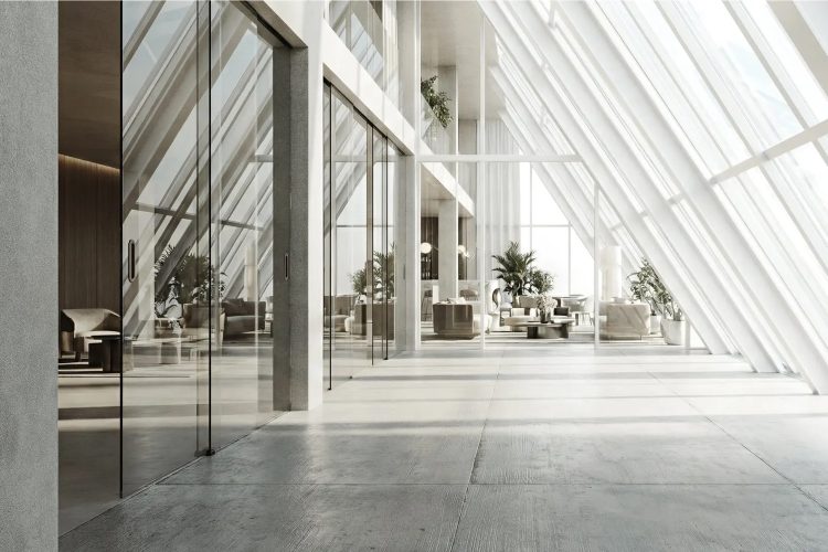 Vitra. Porta scorrevole in vetro. Henryglass S.r.l.